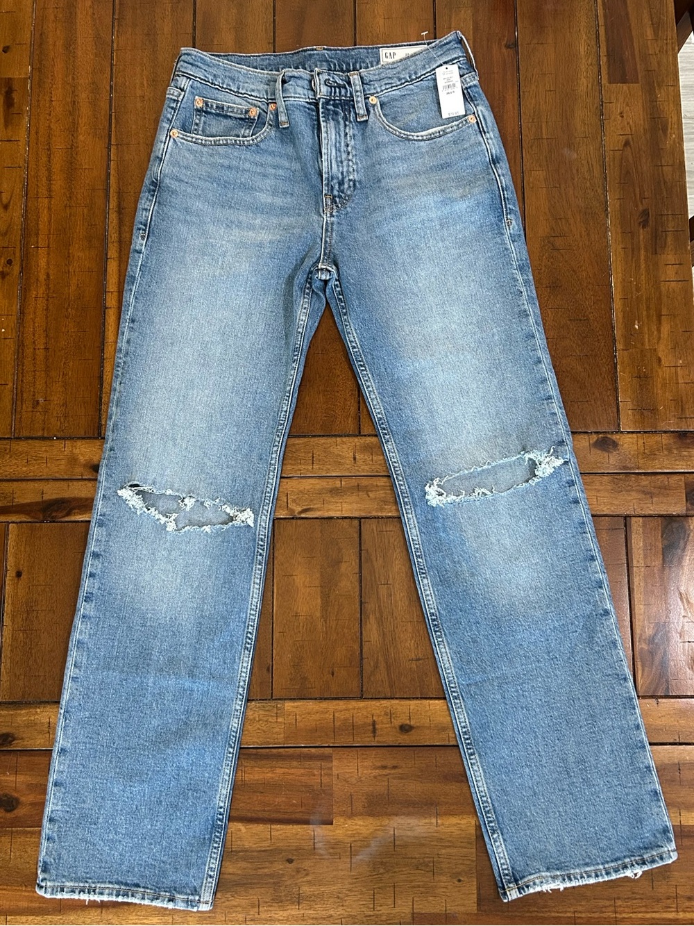 GAP Light Blue Straight Leg Distressed Jeans